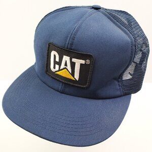 CAT Vintage Trucker Hat Snapback USA Blue Mesh Foam Caterpillar Tonkin NWOT